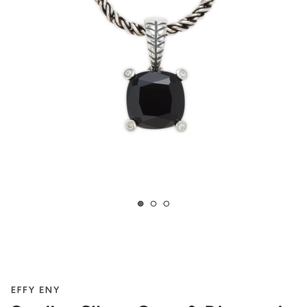 EFFY Sterling Silver, Onyx & Diamond Pendant Necklace